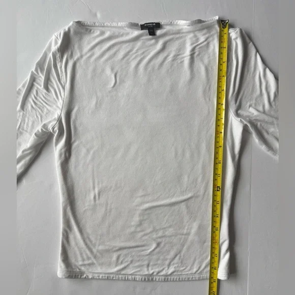 Express Supersoft Fitted Boat Neck Elbow Sleeve Tee White Size S - Picture 4 of 9